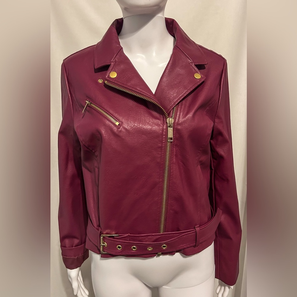 Michael Kors M Berry Vegan Leather Moto Biker  Jacket Y2K 90s Clueless Festival